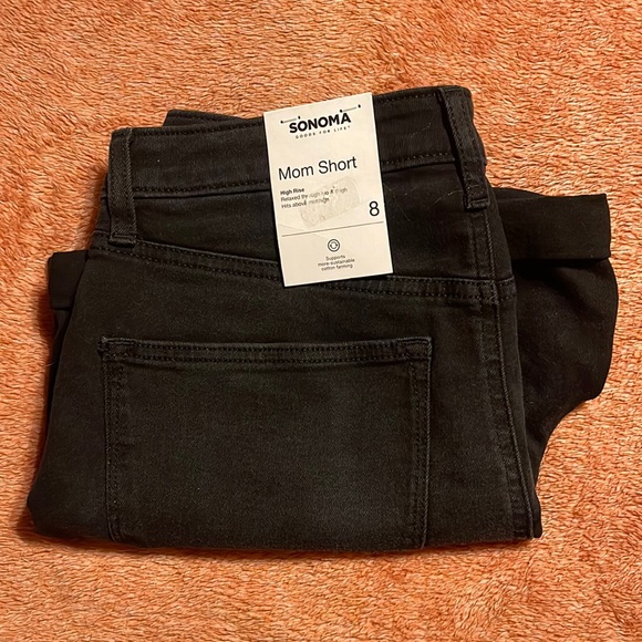 NWT Sonoma MOM short BLACK DENIM size 8 NEW HIGH RISE RELAXED FIT ABOVE MIDTHIGH - Picture 2 of 7